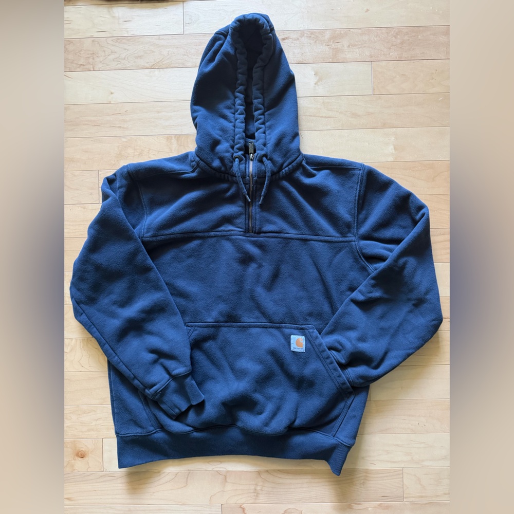 Carhartt Men’s Rain Defender Dark Blue Hooded Fleece Pullover